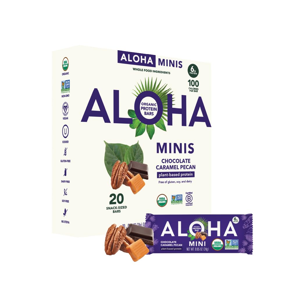 Amazon.com: ALOHA Organic Plant Based Protein Bar MINIS | Caramel